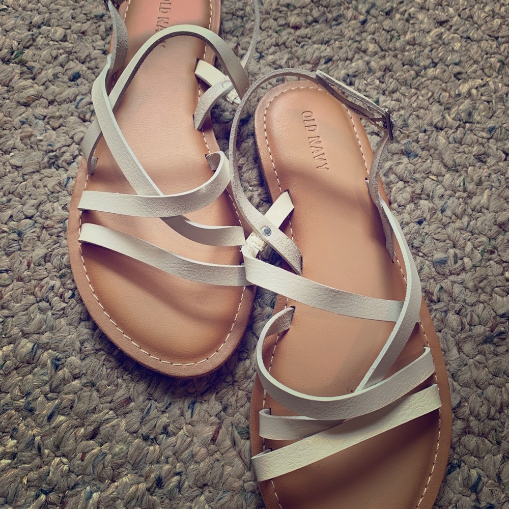 NEVER WORN: Old navy white leather sandals!